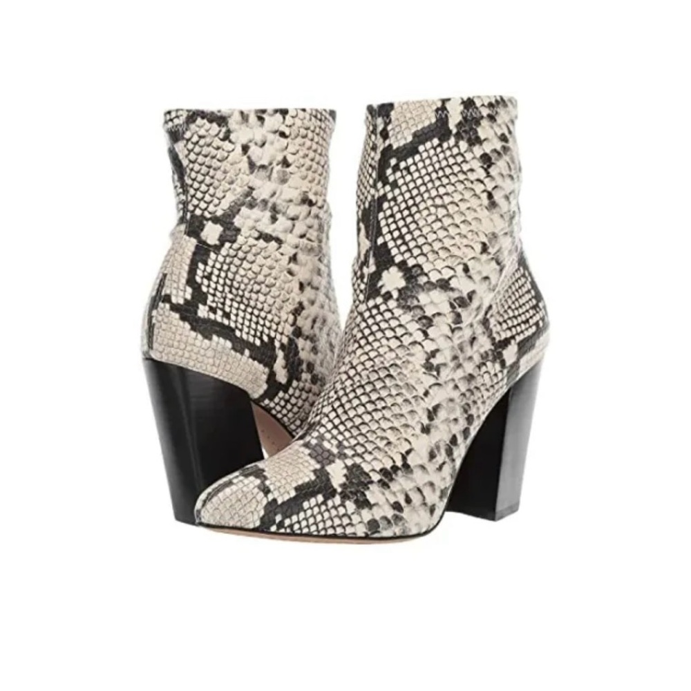 Vince Camuto Black White Stretch Snake Booties